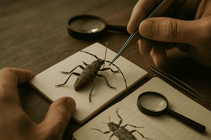 entomologist studying a pest